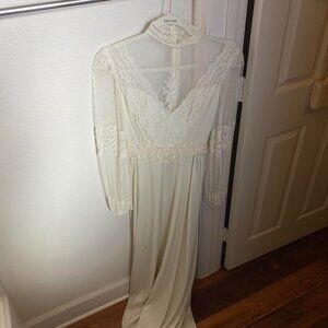 Vintage Lace 1970s Maxi Wedding Dress